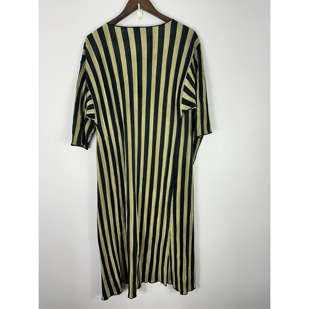 LuLaRoe Sarah Cardigan S Black Gold Striped Duster Longline Open Front Layering - Picture 3 of 6